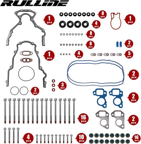 RULLINE Cylinder Head Gasket Set with Head Bolts ES72173 Compatible with Chevy Silverado Tahoe GMC Yukon Envoy Buick Cadillac 4.8L 5.3L 2002-2011 in Saudi Arabia
