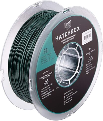 HATCHBOX Sparkle PLA 3D Printer Filament, Dimensional Accuracy +/- 0.03 mm, 1 kg Spool, 1.75 mm, Green in Saudi Arabia