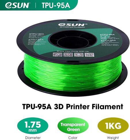 eSUN 1.75mm TPU 95A Flexible 3D Printer Filament 1KG Spool (2.2lbs), Black in Saudi Arabia