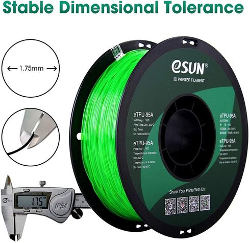 eSUN 1.75mm TPU 95A Flexible 3D Printer Filament 1KG Spool (2.2lbs), Black in Saudi Arabia
