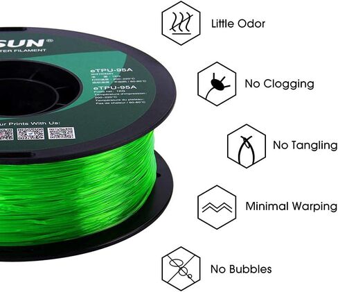 eSUN 1.75mm TPU 95A Flexible 3D Printer Filament 1KG Spool (2.2lbs), Black in Saudi Arabia