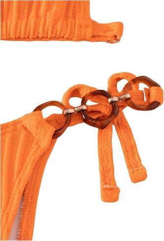 OYOANGLE Girl's Bikini Sets 2 Piece Textured Ring Linked Halter Swimsuit Tie Side Bathing Suit in Saudi Arabia
