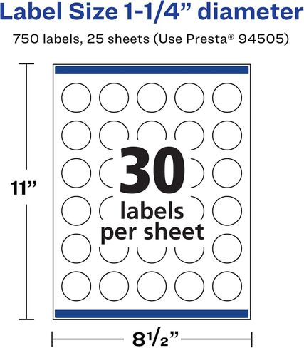 Avery Matte White Round Labels with Sure Feed, 1.25" Diameter, 1,500 Matte White Printable Labels in Saudi Arabia