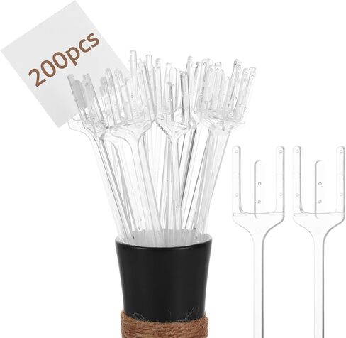MUXHEL 200 Pcs 12.2" Floral Card Holder Picks, Transparent Fork Shape Flower Card Holder Stick, Plastic Floral Pick Holder for Floral Arrangement, Place Cards, Food Labels, Gift Cards in Saudi Arabia