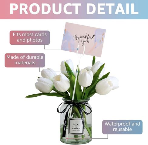 MUXHEL 200 Pcs 12.2" Floral Card Holder Picks, Transparent Fork Shape Flower Card Holder Stick, Plastic Floral Pick Holder for Floral Arrangement, Place Cards, Food Labels, Gift Cards in Saudi Arabia