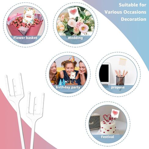 MUXHEL 200 Pcs 12.2" Floral Card Holder Picks, Transparent Fork Shape Flower Card Holder Stick, Plastic Floral Pick Holder for Floral Arrangement, Place Cards, Food Labels, Gift Cards in Saudi Arabia