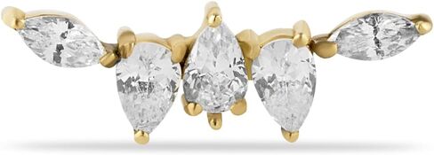 حلق ثقب الغضروف Climber Labret مع الزركون - الذهب الأصفر الخالص عيار 14 قيراط - من أجل Helix Tragus Lobe Conch Flat وغيرها من ثقب الجسم من KORAL JEWELRY in Saudi Arabia