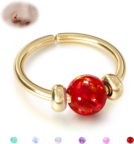 UBGICIG حلقات أنف رفيعة من الأوبال - 24 جرام/20 جرام 316L مجوهرات ثقب الأنف من الفولاذ الجراحي وردي/أزرق/أبيض/أحمر/أرجواني 7 مم فضي/ذهبي in Kuwait