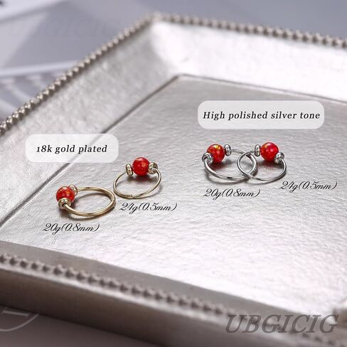 UBGICIG حلقات أنف رفيعة من الأوبال - 24 جرام/20 جرام 316L مجوهرات ثقب الأنف من الفولاذ الجراحي وردي/أزرق/أبيض/أحمر/أرجواني 7 مم فضي/ذهبي in Kuwait