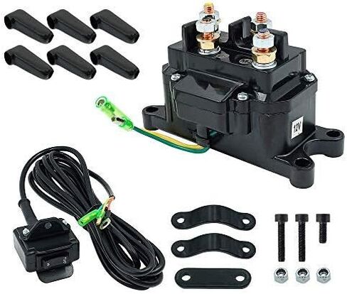 Triumilynn 12V Winch Solenoid Relay Contactor & Winch Rocker Thumb Switch Combo for ATV UTV 1500lb-5000lb Polaris, Warn # 63070 62135 74900 70715 2875714 in Kuwait