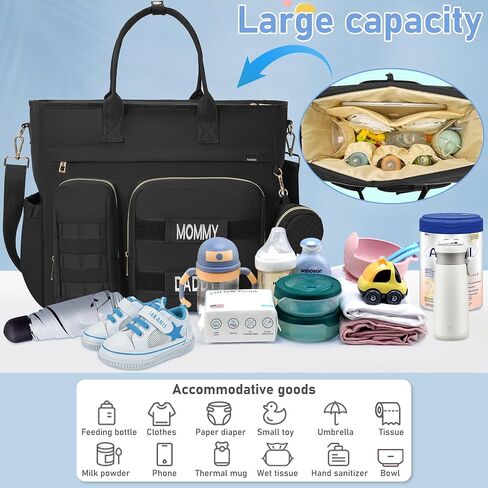 حقيبة حفاضات توريبيو، حقيبة كتف كبيرة للأم مع حجرة كمبيوتر محمول مقاس 15 بوصة وحقيبة سفر لحفاضات الأطفال للأم والأب in Kuwait