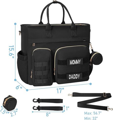 حقيبة حفاضات توريبيو، حقيبة كتف كبيرة للأم مع حجرة كمبيوتر محمول مقاس 15 بوصة وحقيبة سفر لحفاضات الأطفال للأم والأب in Kuwait