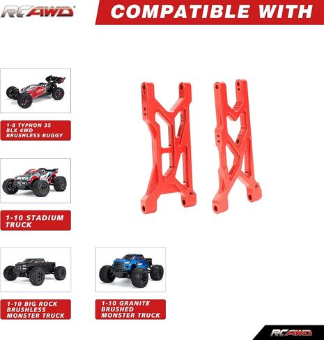 RCAWD Big Rock Granite Vorteks 3S & Mega 550 أذرع تعليق ووصلات ترقيات شدادات، مجموعة قضبان ربط A-Arms لأجزاء ARRMA 1/10 #ARAC9066#ARAC8076 in Saudi Arabia