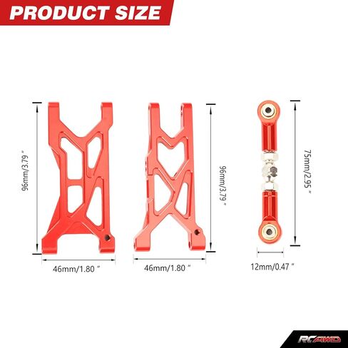 RCAWD Big Rock Granite Vorteks 3S & Mega 550 أذرع تعليق ووصلات ترقيات شدادات، مجموعة قضبان ربط A-Arms لأجزاء ARRMA 1/10 #ARAC9066#ARAC8076 in Saudi Arabia