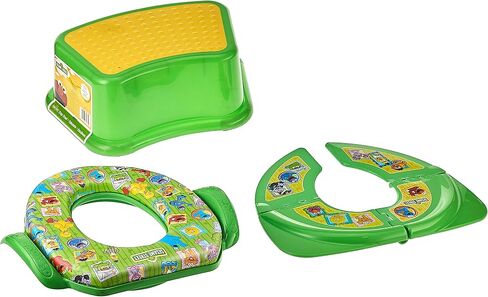 Sesame Street "Framed Friends" 3 Piece Potty Training Kit - Soft Potty, Folding/Travel Potty and Step Stool, Green in Saudi Arabia