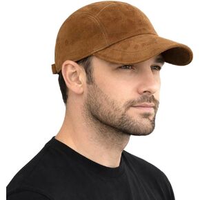 Genuine Suede Leather Baseball Cap, Vintage-Style Adjustable Strap Hat for Men & Women, One Size in Saudi Arabia