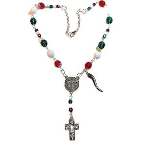 8mm & 4mm Czech Bead Italian Auto Rosary with Stainless Steel Italian Horn (Cornicello) Charm in Kuwait