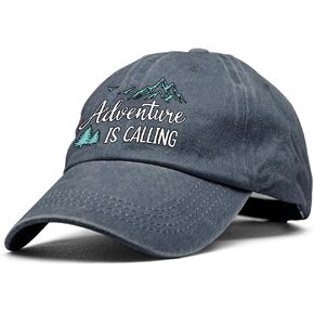 XQLZY Adventure Is Calling Adjustable Baseball Cap, Retro Cotton Hat for Men Women, Funny Wild Camp Gifts for Travel Wandering Exploring Adventure Enthusiast, Baseball Hats for Nature Lover in Kuwait
