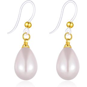 أقراط بلاستيكية للنساء، أقراط KMEOSCH خفيفة الوزن أنيقة متدلية من اللؤلؤ على خطافات بلاستيكية لا تسبب الحساسية للأذنين الحساسة in Kuwait