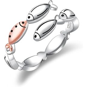 Swim Against Current Fish Ring: S925 Sterling Silver Fish Hope Ring Adjustable Spiritual Inspirational Jewelry Gift for Women Fishermen in Kuwait