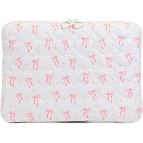 حافظة كمبيوتر محمول Hibear Cute Bow مقاس 13-15 بوصة Y2K Preppy حافظة كمبيوتر محمول Kawaii حافظة كمبيوتر مبطنة لجهاز MacBook (وردي، 15 بوصة) in Kuwait