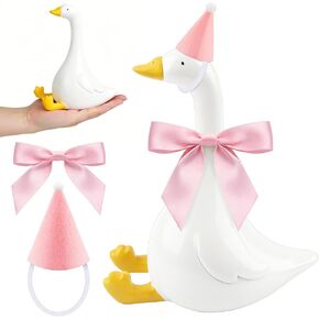 THAWAY مكتب أوزة - مع ملابس مكتب أوزة 7 بوصات - قبعة مخروطية صغيرة مع قوس وردي، ديكور مكتب للنساء ديكور أوزة سخيفة ديكور المنزل هدايا تدفئة مكتب in Kuwait