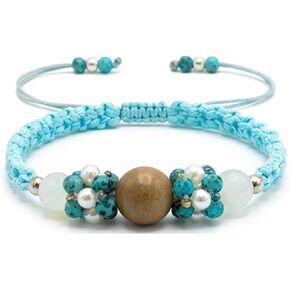 Bracelets for Women and Men, Healing Bracelets, Floral-shaped Bracelet, Natural Stress Relief Gifts Charm Bracelet, Handmade Braided, Adjustable Bracelets Jewelry for Him and Her, Blue, Agate in Saudi Arabia