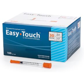 EasyTouch U-100 Insulin Syringe with Needle, 30G 0.5cc 1/2-Inch (12.7mm), Box of 100 in Kuwait