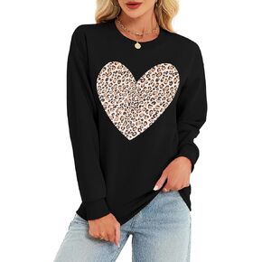 Women's Oversized Casual Sweatshirt Cute Love Heart Graphic Funny Crew Neck Long Sleeve Pullover Tops in Kuwait