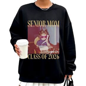 Custom Vintage Photo Senior Mom Sweatshirts Class of 2026, Senior Parents Graduation Shirt Family Matching Tee in Saudi Arabia