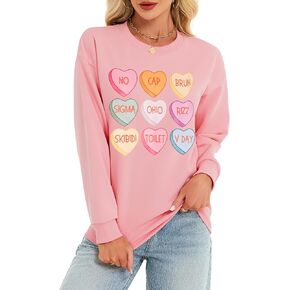 Women's Oversized Casual Sweatshirt Cute Love Heart Graphic Funny Crew Neck Long Sleeve Pullover Tops in Kuwait