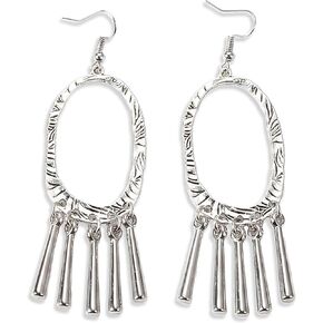Boho Silver Dangle Earrings – Turquoise & Green Bead Accents in Ribbon-Wrapped Gift Box, Perfect for Mom, Wife, Women in Saudi Arabia