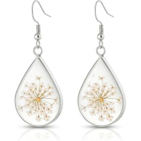 أقراط زهرة حقيقية للنساء، هدايا مجوهرات عيد الميلاد، مصنوعة يدويًا من زهور رقيقة مضغوطة، هدية ذات مغزى وأنيقة لها، أقراط مستوحاة من طبيعة بوهو in Kuwait