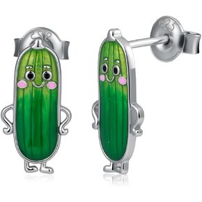 Pickle Stud Earrings 925 Sterling Silver Cute Fun Earrings Pickle Cucumber Jewelry Gifts for Women in Kuwait