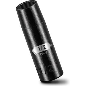 مقبس BLACKROBOT مقاس 19 مم ذو 12 نقطة، محرك 1/2 بوصة، متري، فولاذ Cr-V مع طلاء فوسفات المنغنيز الأسود in Kuwait