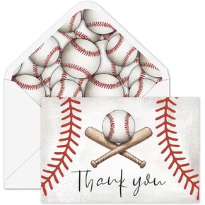 Whaline 30 قطعة من بطاقات البيسبول شكرًا لك، بطاقات المعايدة، بطاقة ملاحظة البيسبول العتيقة مع ملصق مغلف للرياضة، مستلزمات دعوة حفلات أعياد الميلاد، 4 × 6 بوصة in Kuwait