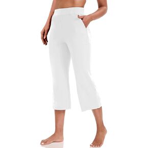 سروال يوجا كابري من VOOVEEYA للنساء، سروال ضيق قصير مع جيوب عالي الخصر كاجوال مستقيم الساق in Kuwait