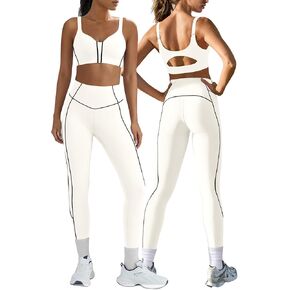 Nirovien Womens 2 Piece Workout Sets Athletic Gym Sets Butt Lifting Leggings and High Impact Sports Bra Yoga Sets in Kuwait
