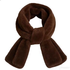 وشاح من الفرو الصناعي مع جيب بسحاب مخفي للنساء، وشاح بياقة رقبة من الفرو، لف مريح، تخزين مخفي آمن - بني in Kuwait