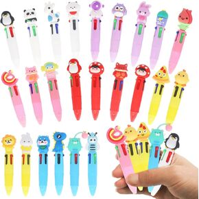 أقلام صغيرة متعددة الألوان في قلم واحد 4 في 1، مجموعة أقلام لطيفة لهدايا حفلات الأطفال وهدايا أعياد الميلاد، قلم حبر جاف رائع من Kawaii للأطفال وجوائز الفصول الدراسية ومستلزمات المعلمين (لطيف، 24) in Kuwait