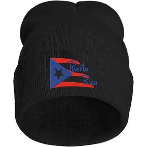 Puerto Rico Flag Embroidered Winter Beanie, Casual Stretch Knit Skull Cap in Kuwait