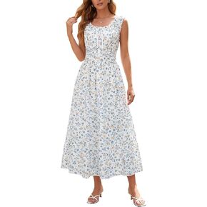 فستان MISSMILLER النسائي لصيف 2026 بوهو مطبوع عليه زهور بدون أكمام فساتين صيفية غير رسمية متدرجة للشاطئ فستان طويل ماكسي in Kuwait