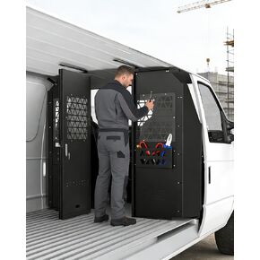 MELIPRON Van Partition Bulkhead Fit for Ford Econoline E150 E250 E350, Cargo Divider with Hinged Door & Acrylic Window, Van Interior Protection & Climate Control, Heavy Duty Steel, Black in Kuwait