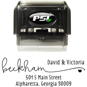 Self Inking Return Address Stamp - Custom 4 Line Personalized Address Stamp for Envelopes, Wedding Invitations, Business, Mailing Labels (Beckham Heart) in Kuwait