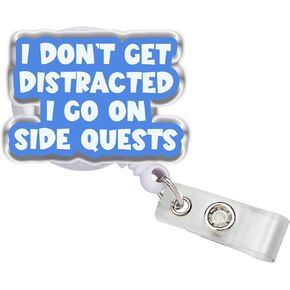 أنا لا أحصل على تشتيت انتباهي، فأنا أذهب في المهام الجانبية بكرات شارات قابلة للسحب، حجم ساخر 2 بوصة مشبك حزام من الأكريليك حامل شارة الهوية، حبل شارة مضحك، إكسسوارات هدايا DIY لأصدقاء زملاء العمل in Kuwait