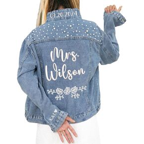 Custom Bride Jean Jacket, Embroidered for Wedding Day, Gift for Bride in Kuwait