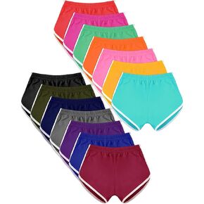 Lasnten 14 Pcs Shorts Women Yoga Athletic Elastic Summer Breathable Sports Polyester Cotton Workout Shorts(XXL,Solid Colors) in Kuwait