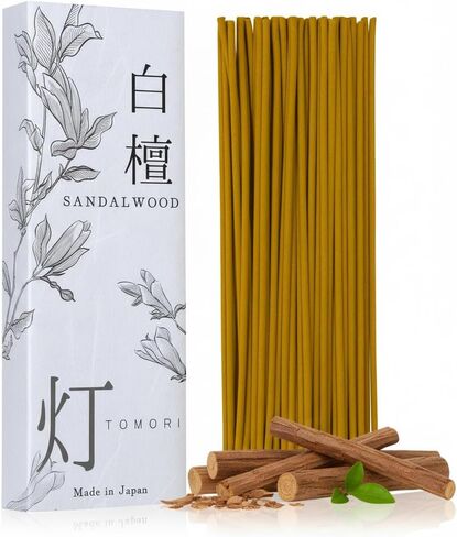 TOMORI Japanese Sandalwood Incense Sticks Natural Incense-Sticks Approx 60pcs Aromatherapy Meditation Calming Stress Relief Relaxation Zen JapaneseTemple Incense in Kuwait