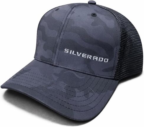 قبعة شيفروليه سيلفرادو السوداء المموهة Snapback - قبعة سائق الشاحنة الخلفية الشبكية من Chevy مع شعار Silverado المطرز in Saudi Arabia