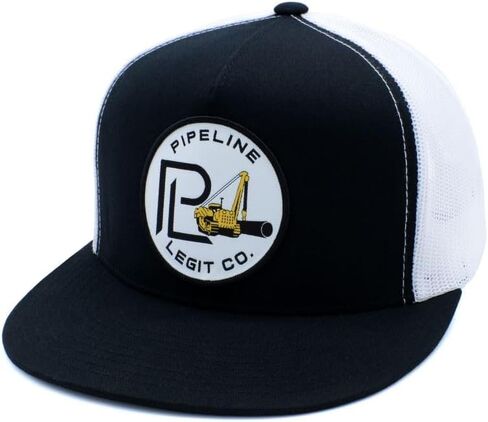 Sideboom - Flat-Bill Trucker Snapback Hat - Black and White in Saudi Arabia